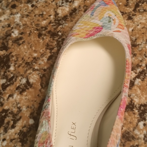 COPY - AK sling back multi colored shoes, pink, yellow, teal, cream, orange spl… - Picture 3 of 9